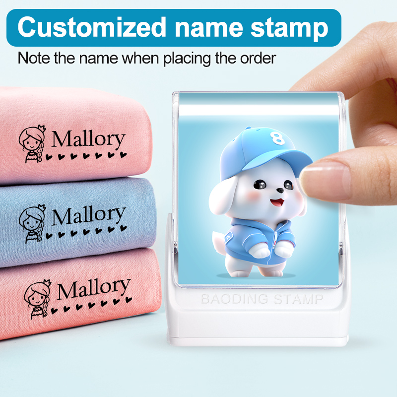 Self Inking Stamp - パーソナライズされたベビー服スタンプ、カスタム漫画名ラベルメーカー、モダール/コットン生地用防水再利用可能シール、無毒インク