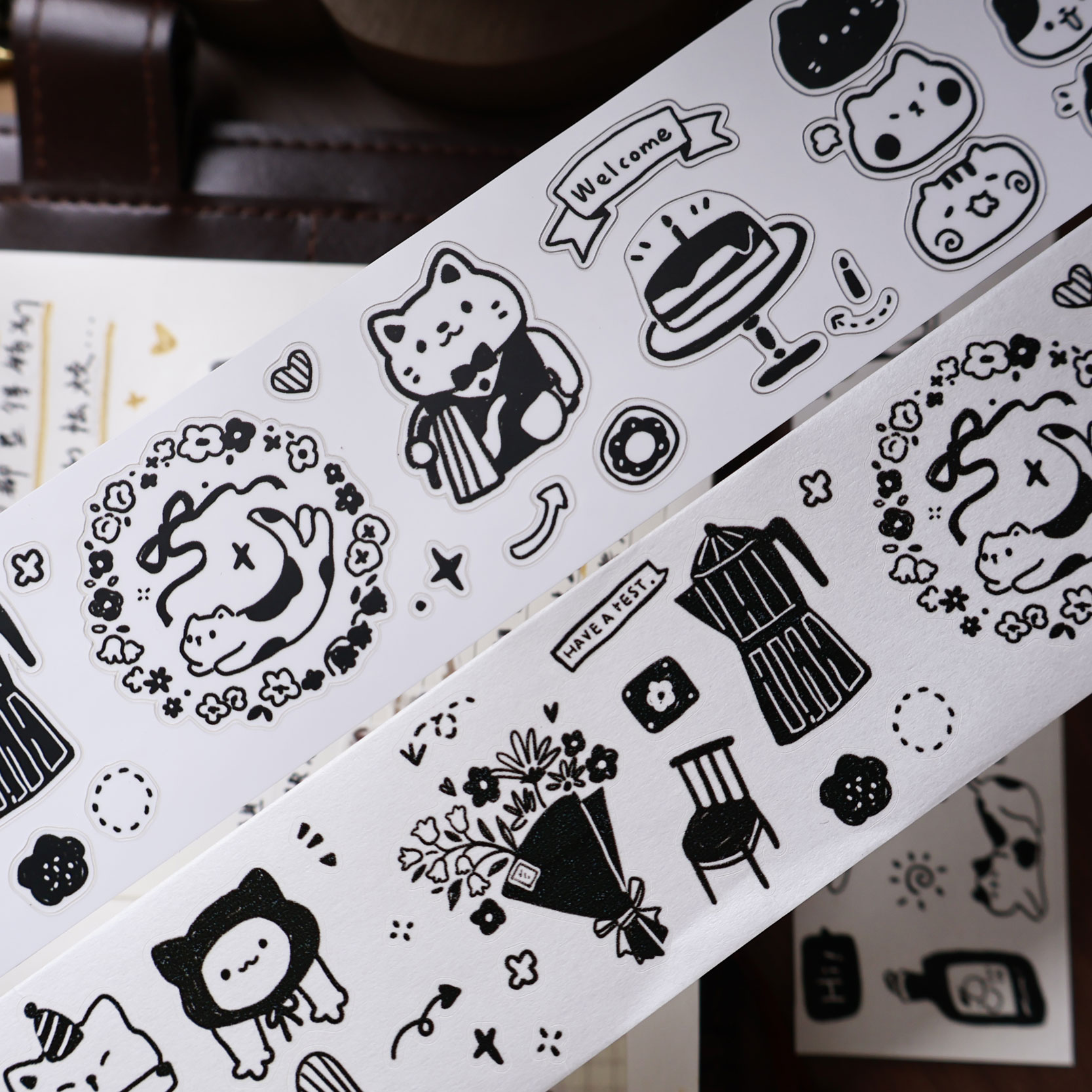 Washi Tape Set - YiEr スタジオヴィンテージデイリー猫のコーヒーライフ和紙 PET テーププランナー DIY カードメイキングスクラップブッキングプラン装飾ステッカー