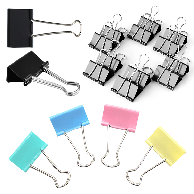 Office Stationery And Supply - 10 個 25 ミリメートルサイズ金属バインダークリップ黒カラフルな 2 スタイル利用可能なロングテールクリップ家庭用オフィス学校文具用品