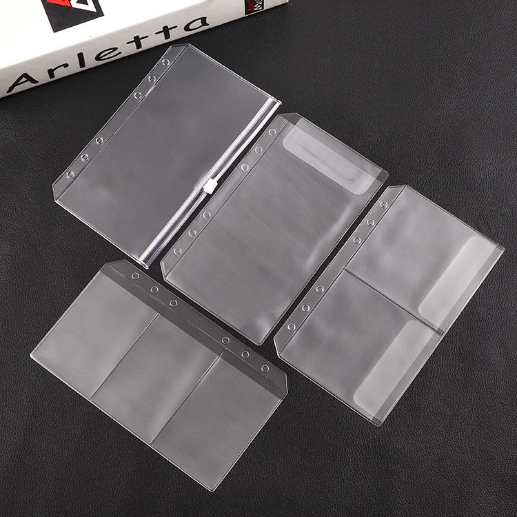 Portfolio Folder Zip - A6 バインダーポケット予算作成用 6 穴現金封筒、6 リング予算バインダー用クリアジッパーフォルダー