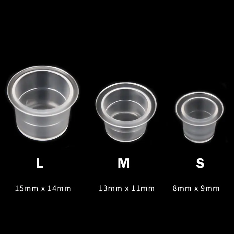 Calligraphy Ink Bottle - 100pc S/M/L 使い捨てプラスチック Microblading タトゥーインクカップアートメイククリア顔料キャップホルダー容器タトゥー