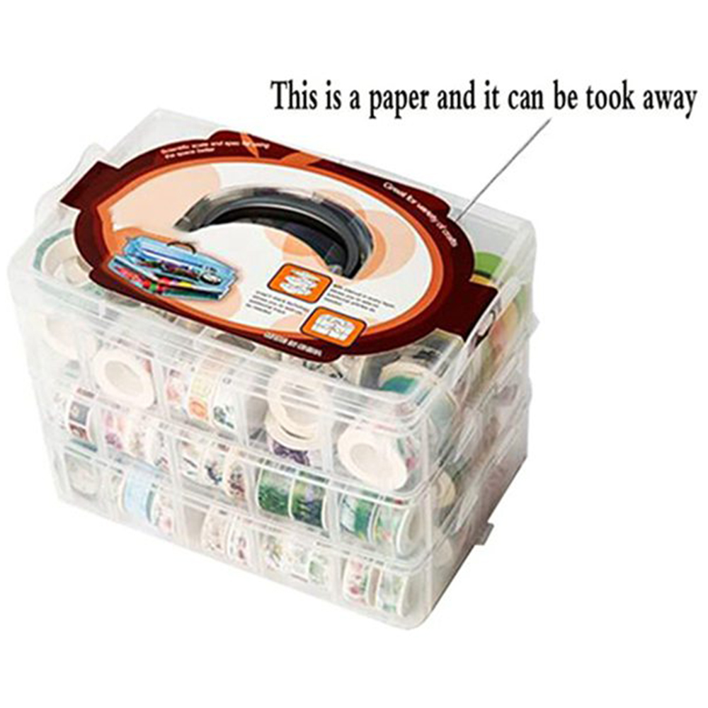 Washi Tape Set - クリア3層30グリッド和紙テープ収納ボックス透明ツールセットボックスアクセサリーハンドキャリー文具ホルダー-[A04Iツール]