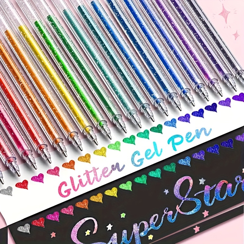 Gel Ink Pen Set - 8/12/18本入り特別グリッターゲルペンセット、48色入り - 高品質水性インク、中字ペン先、耐久性のあるプラスチック構造、学生やオフィスでの使用に最適