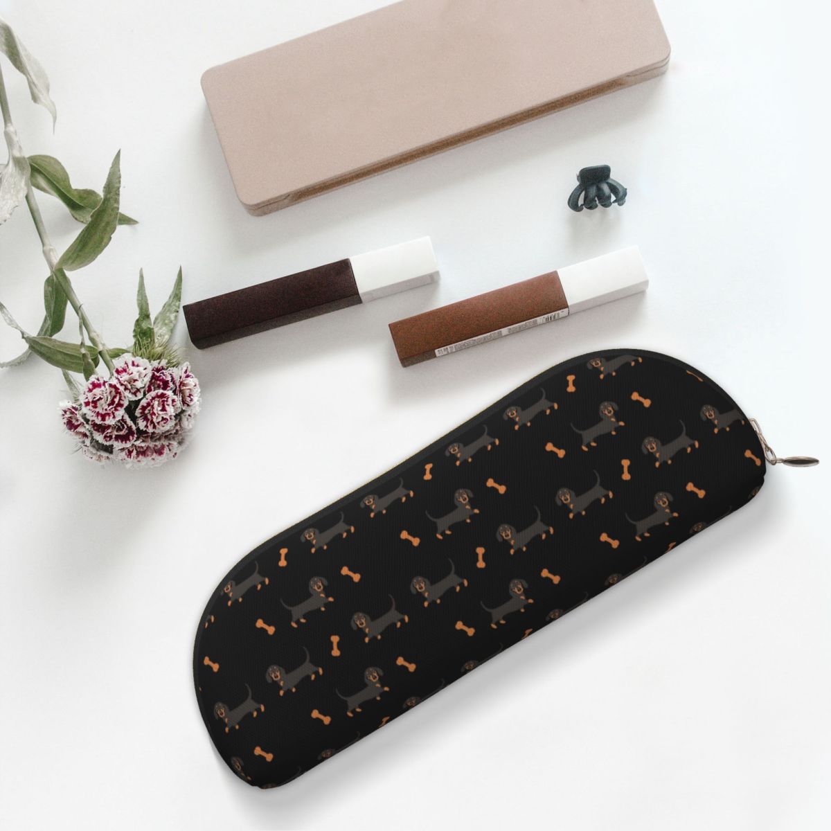 黒と黄褐色のダックスフントソーセージ犬鉛筆ケース鉛筆ポーチ収 - Tan Stationery & Office Supply のレビューと価格