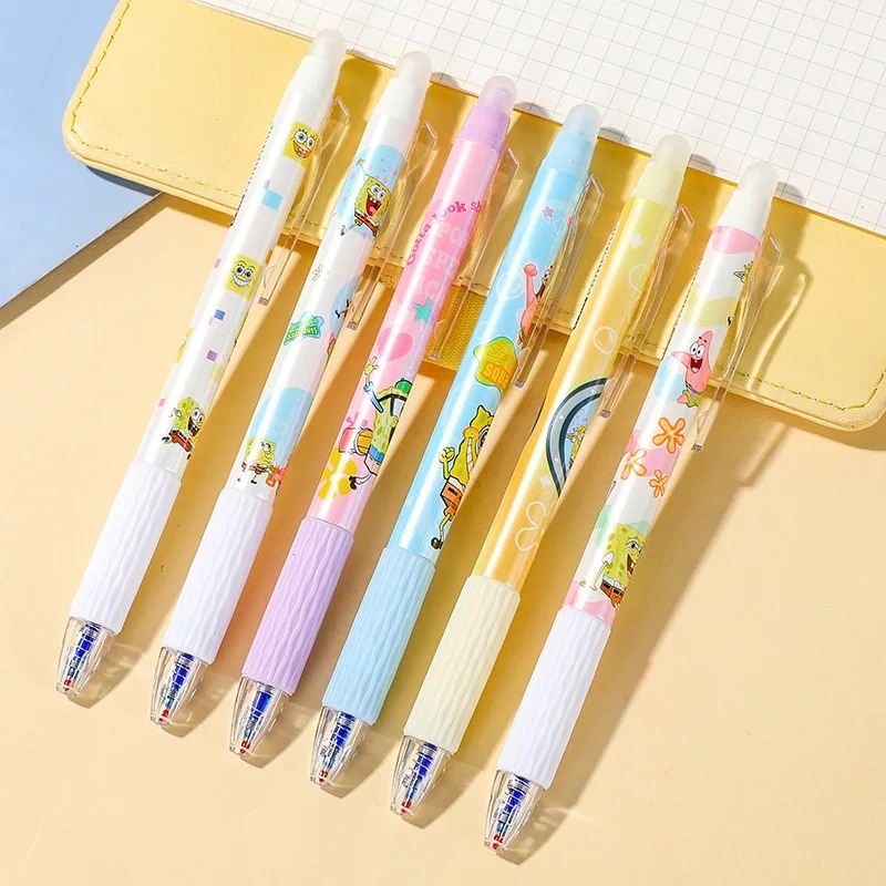 6 ピース/セットスポンジボブかわいい消去可能なペン 0.5 - Gel Ink Pen Set のレビューと価格