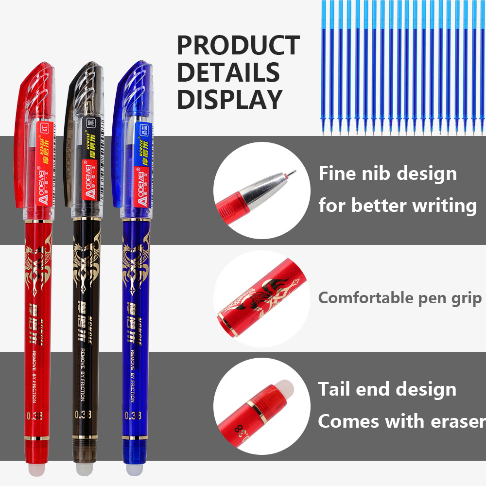 12本/セット クリエイティブ消せるゲルペンセット、黒/青/ - Gel Ink Pen Set のレビューと価格