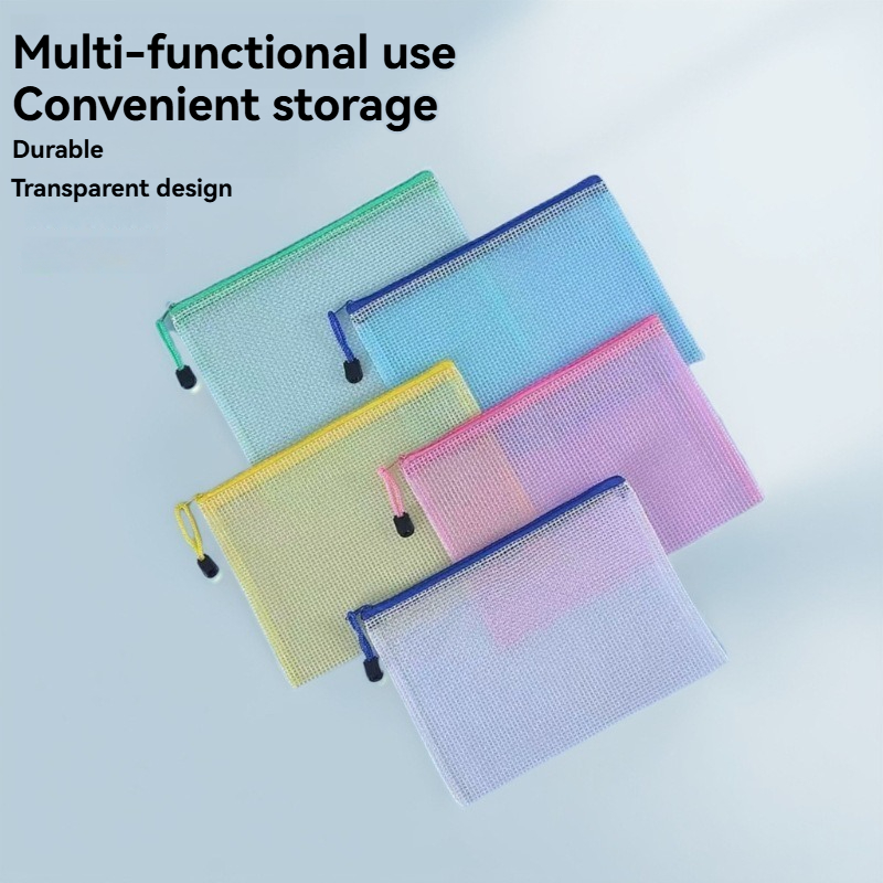 5 個文具収納フォルダーファイルメッシュジッパーポーチ A4 - Office Stationery And Supply のレビューと価格