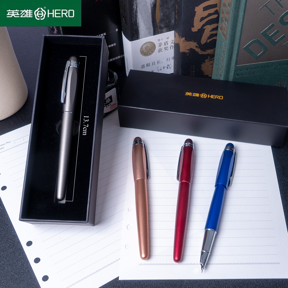 ヒーロー 8202 マットメタル万年筆、回転式インク充填シス - Fountain Pen Ink のレビューと価格