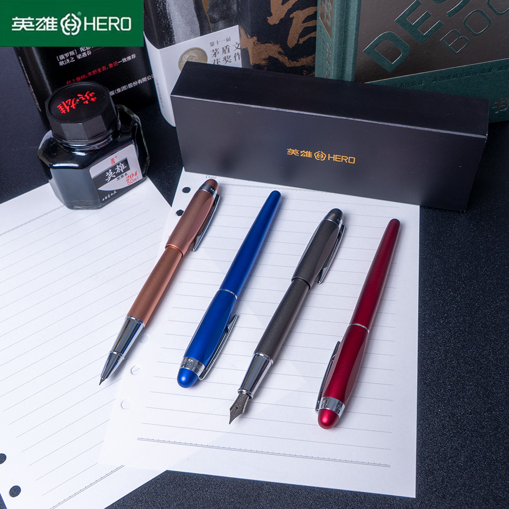 ヒーロー 8202 マットメタル万年筆、回転式インク充填シス - Fountain Pen Ink のレビューと価格
