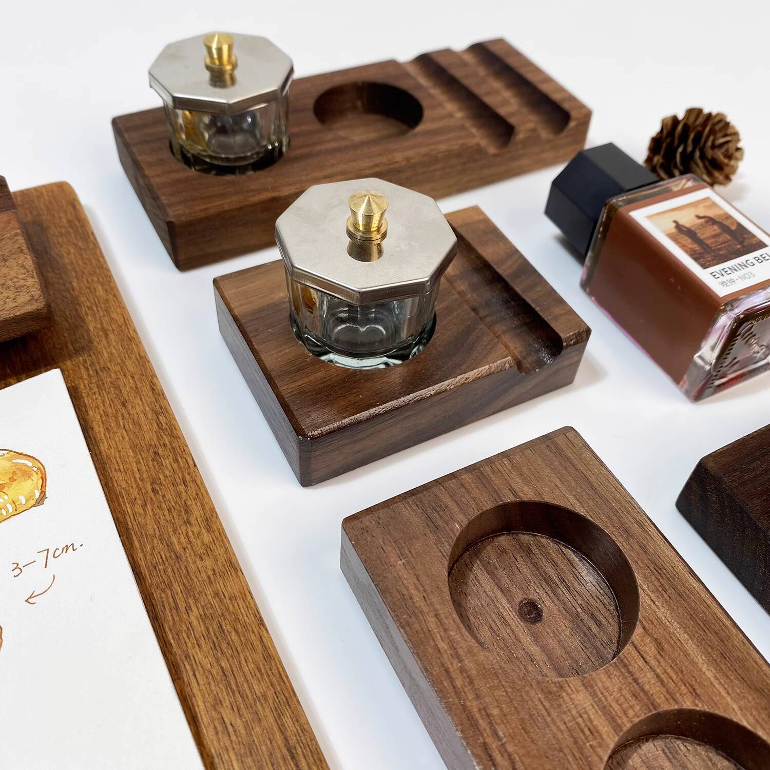 インクベースペンレスト木製スタンド実用つけペンガラスボトルブ - Calligraphy Ink Bottle のレビューと価格