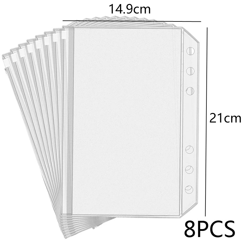 新しい8個入りPVCバインダーポケット現金封筒A5/A6/ジ - Portfolio Folder Zip のレビューと価格